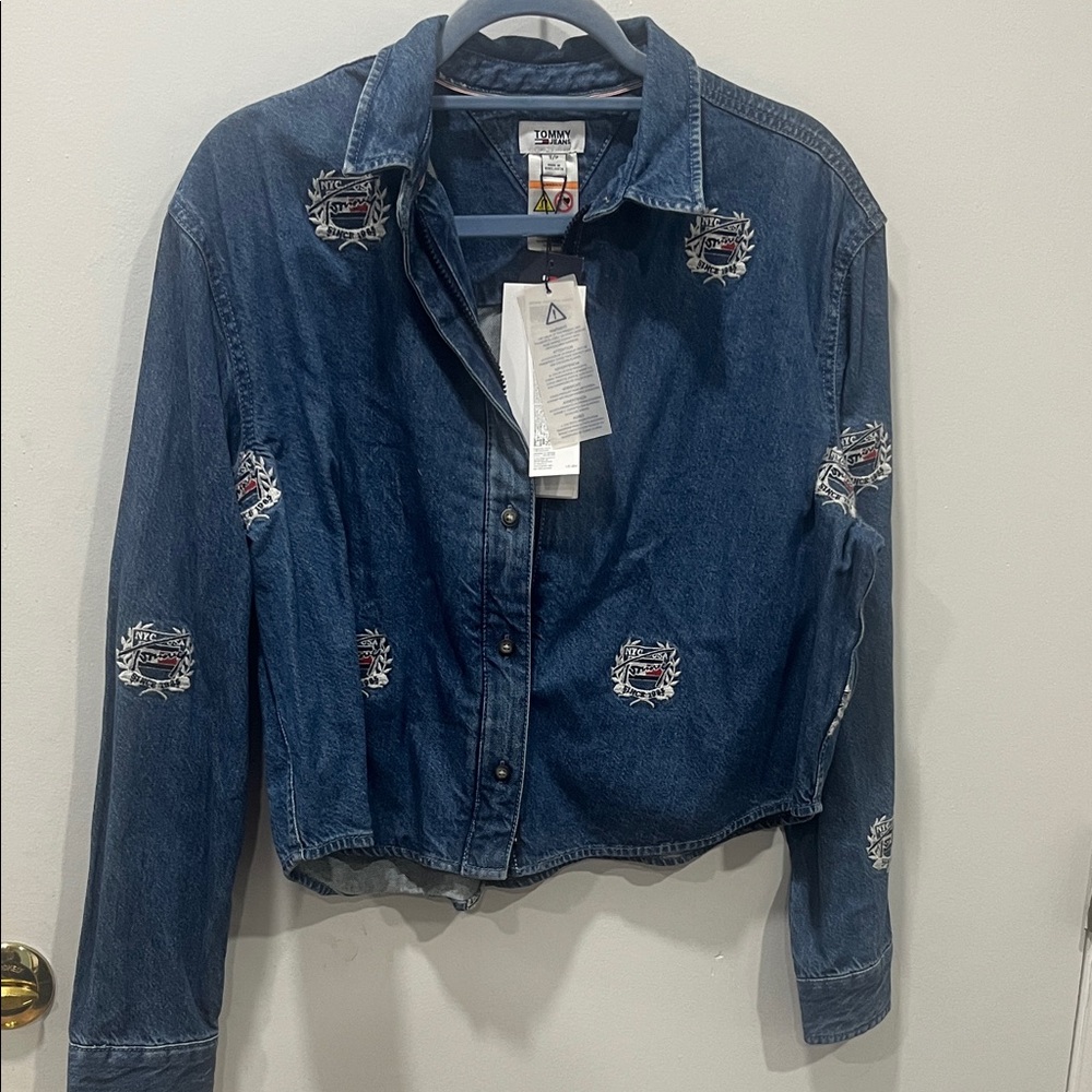 Tommy Hilfiger Blue Jean Jacket with Embroidered Logos